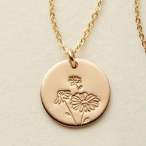 NEW April Daisy Birth Flower Gold Coin Necklace